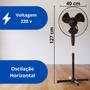 Imagem de Kit 2 Ventiladores de Coluna Com Pés 40CM Preto Oscilante Altura Ajustável 220v Torre Pedestal