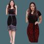 Imagem de Kit 2 Vestido Moda Social Plus Size Midi Tubinho Florido Casual Estampado Confortavel Qualidade Blogueira Oferta