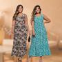 Imagem de Kit 2 Vestidos Longos Plus Size Estampado Regata Com Babado Cor e Estampa Sortida