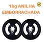 Imagem de Kit 2 X Anilhas De 1Kg Emborrachada Super Premium Preta