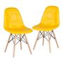 Imagem de Kit - 2 X Cadeiras Estofadas Eames Eiffel Botonê - Base De Madeira Clara - Amarelo