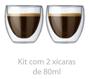 Imagem de Kit 2 Xícara De Café Dupla Camada De Vidro 80ml Copo Duplo