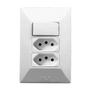 Imagem de Kit 20 Interruptor Simples 1 Tecla + 2 Tomadas 10A 2p+t Linha Dubai Bivolt 127v e 250v Com Espelho Branco
