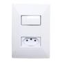 Imagem de Kit 20 Interruptor Simples 1 Tecla + Tomada 20A 2p+t Com Espelho Linha Dubai Branco 127v e 250v Bivolt