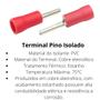 Imagem de Kit 20 Peças Terminais Pino Curto Agulha Isolado 0,5 a 1,5mm Conector Vermelho Eletrico Tubular