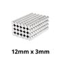 Imagem de Kit 200 Imã Neodímio Disco Magnético N35  12 x 3 mm Super Forte Potente Redondo