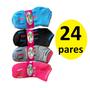 Imagem de Kit 24 Pares Meias Coloridas infantil inverno frio atacado