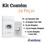 Imagem de Kit 24 Peças Branco 4x2 Casa Completa Interruptor Simples Tomada 10a Tomada Dupla 10a Duplo Simples
