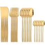 Imagem de Kit 24 Peças Talheres Dourado de Aço Inox Garfo Colher Faca Colher De Mesa