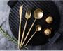 Imagem de Kit 24 Peças Talheres Dourado de Aço Inox Garfo Colher Faca Colher De Mesa