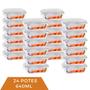 Imagem de Kit 24 Pote de Vidro Hermética 640ml Marmita Tampa 4 Travas