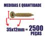 Imagem de Kit 2500 Parafusos Chipborad 35x12mm + Caixa Estojo Maleta