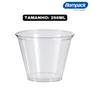 Imagem de Kit 250un Copo 260ml Pet Cristal Transparente 9oz/98  Tampa Reta SEM Furo Bompack