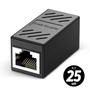 Imagem de KIt 25x Adaptador Emenda Rj45 Extensor Cat5 Cat6 Cat7 Rede Ethernet Conector Blindado Cor:Preto