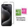 Imagem de Kit 2em1 Linha Premium Para iPhone 15 Pro Max - Capa Case Aveludada + Pelicula Vidro 3D Full Cover