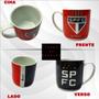 Imagem de Kit 2Un Caneca Xicara Porcelana Premium 300ml Café Tricolor São Paulo Sigla SPFC Oficial