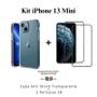 Imagem de Kit 2UN Película 3D de Vidro + 1UN Capinha Transparente para Iphone 13 Mini Anti Impactos