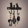 Imagem de Kit (2und) Porta Chaves Gatos Em Aluminio Fundido 19x12cm