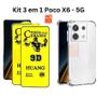 Imagem de Kit 2x Películas de Cerâmica Fosca + Capa Capinha Transparente Anti Impacto Para Poco X6 5G