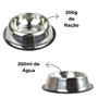 Imagem de Kit 2x Pote de Ração e Tigela de Água Vasilha Inox 250ml Antiderrapante Pet Cão & Gato