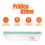 Imagem de Kit 2x Pote Hermético De Plástico Resistente com Tampa 820ml Sanremo Trava Vedação Retangular