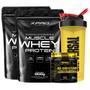 Imagem de Kit 2x Whey Muscle Whey 900g - XPRO + Pré-treino Gladiator 150g -Pretorian + Coqueteleira -Universal