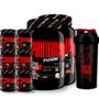 Imagem de Kit 2x Whey Protein Fusion + 2x Bcaa + 2x Creatina + 2x Glutamina + Coqueteleira - Espartanos Suplementos - Linha Dark Black Red