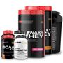 Imagem de Kit 2x Whey Protein Waxy Whey Pote 900g + 2x BCAA 100g Tangerina + 2x Power Creatina 100g + Coqueteleira 600ml- Bodybuilders