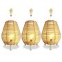 Imagem de Kit 3 Abajur Rattan Fibra Natural Mesa Lanterna Nat68 + Led
