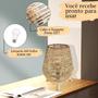 Imagem de Kit 3 Abajur Rattan Lanterna Fibra Natural Boho Nat68 + Led