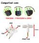 Imagem de Kit 3 Adaptador Tomada Benjamin Plug T 3 Entradas 3 Pinos 2P 10A/20A Universal