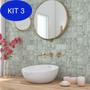 Imagem de Kit 3 Adesivo De Parede Pastilha Verde Lavável Banheiro