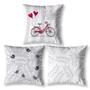 Imagem de Kit 3 Almofadas Cheias 40X40 Estampadas Vintage Bike Branco