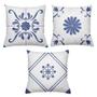 Imagem de Kit 3 Almofadas Decorativas Cheias 40 x 40 Azuleijos Blue