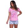 Imagem de Kit 3 Baby Doll Estampado Unicórnio Blusa Gola Redonda Short Curto