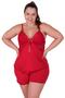 Imagem de Kit 3 Baby Doll Plus Size Blusa Alça e Short Detalhe Renda - KIT 3 SIMONE PRETO MARINHO VERMELHO