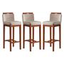 Imagem de Kit 3 Banquetas Alta com Encosto 38x102 Cm Líbia Madeira Maciça Suede CCS