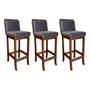 Imagem de Kit 3 Banquetas Alta Gourmet Estofada com Encosto 38 x 102 Cm Turim Madeira Maciça Suede Cinza CCS