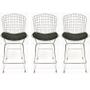 Imagem de Kit 3 Banquetas BERTOIA cromada assento preto altura 70cm - Poltronas do Sul