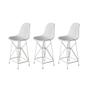 Imagem de Kit 3 Banquetas Bistrô Alta Eames Eiffel Branca Base Ferro Branco