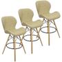 Imagem de Kit 3 Banquetas Slim Eiffel Wood Estofada - Bege