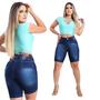 Imagem de Kit 3 Bermuda Jeans Feminina Ciclista Cintura Alta Com Lycra