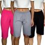 Imagem de Kit 3 Bermudas Femininas Soltinhas Elástico Lisas Cores Sortidas Viscolycra Pp ao Plus Size