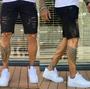 Imagem de Kit 3 Bermudas jeans clara rasgada masculina slim nf