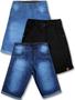 Imagem de Kit 3 Bermudas Jeans Juvenil Infantil Masculino Short Menino