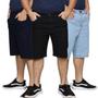 Imagem de Kit 3 Bermudas Jeans Masculina Lycra Elastano Tradicional Slim Premium Algodão 48 Ao 56