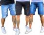 Imagem de Kit 3 Bermudas Jeans Masculinas Rasgadas Cores Variadas Destroyed