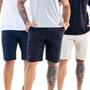 Imagem de Kit 3 Bermudas Masculina Sarja Modelo Social Esporte Fino com Elastano