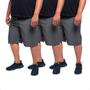 Imagem de Kit 3 Bermudas Plus Size Masculina Tactel 