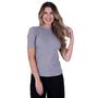 Imagem de Kit 3 Blusa com Gola Alta Camisa Manga Curta - KIT 3 THUANY PRETO CINZA E BRANCO